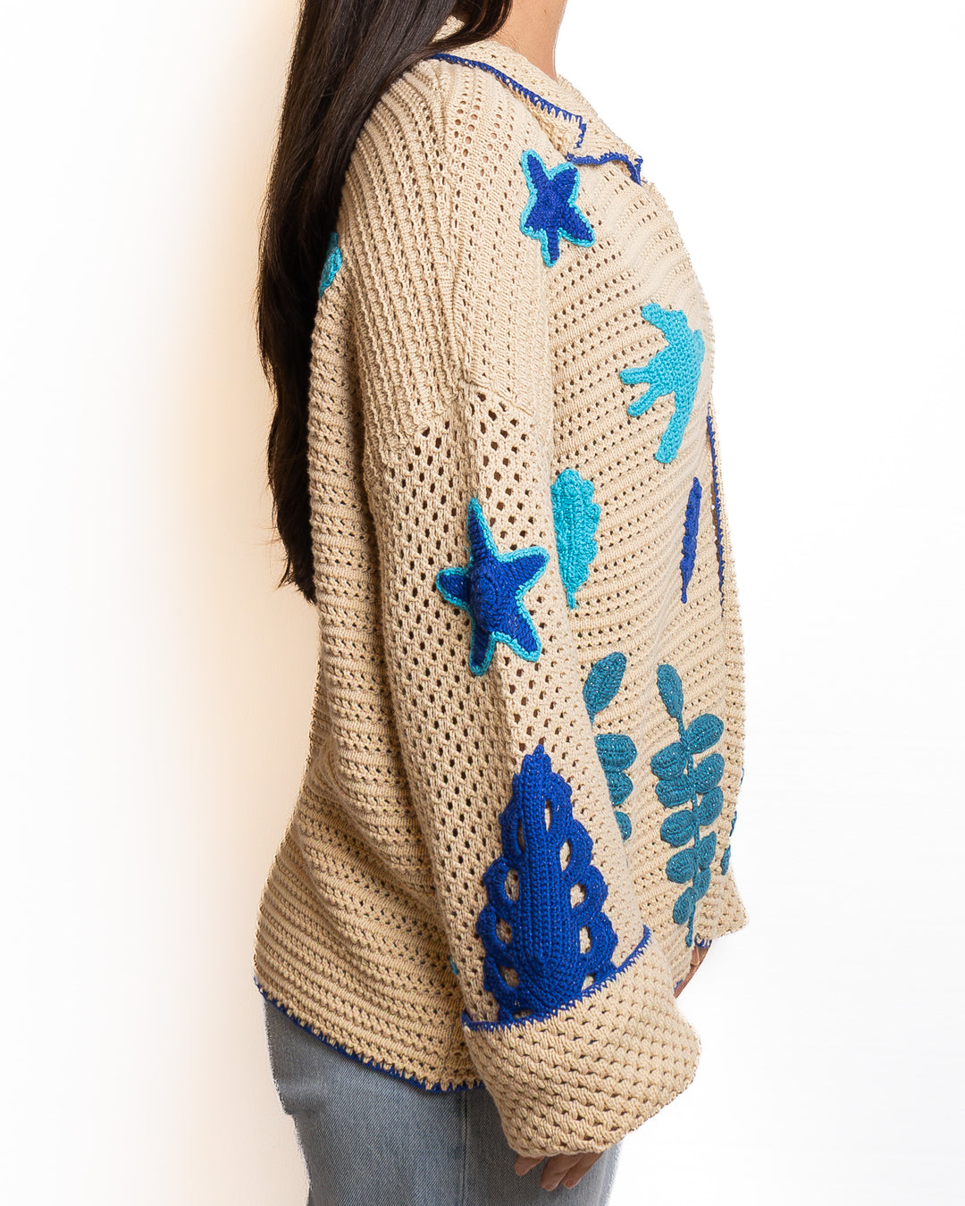 Cotton Jacket in Crema &amp; Blue by Me 369 - view 2