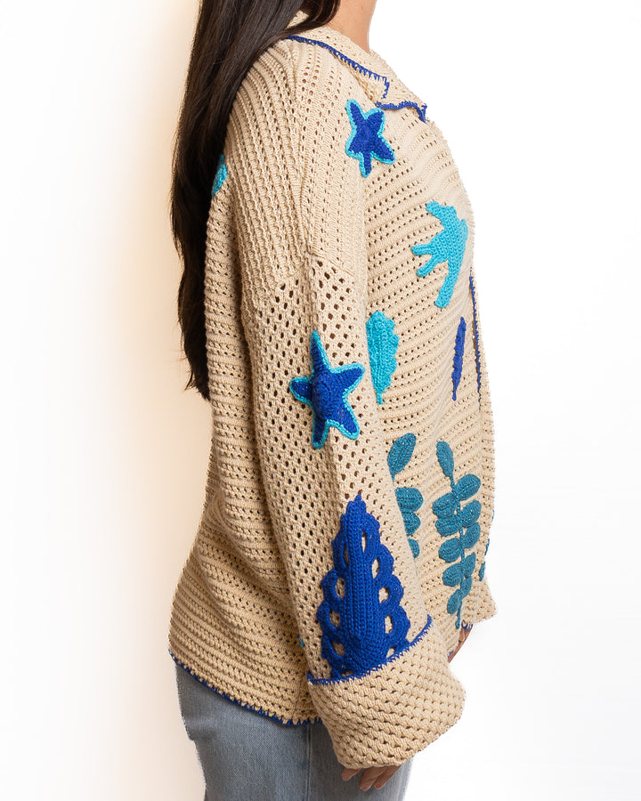 Cotton Jacket in Crema &amp; Blue by Me 369 - view 2