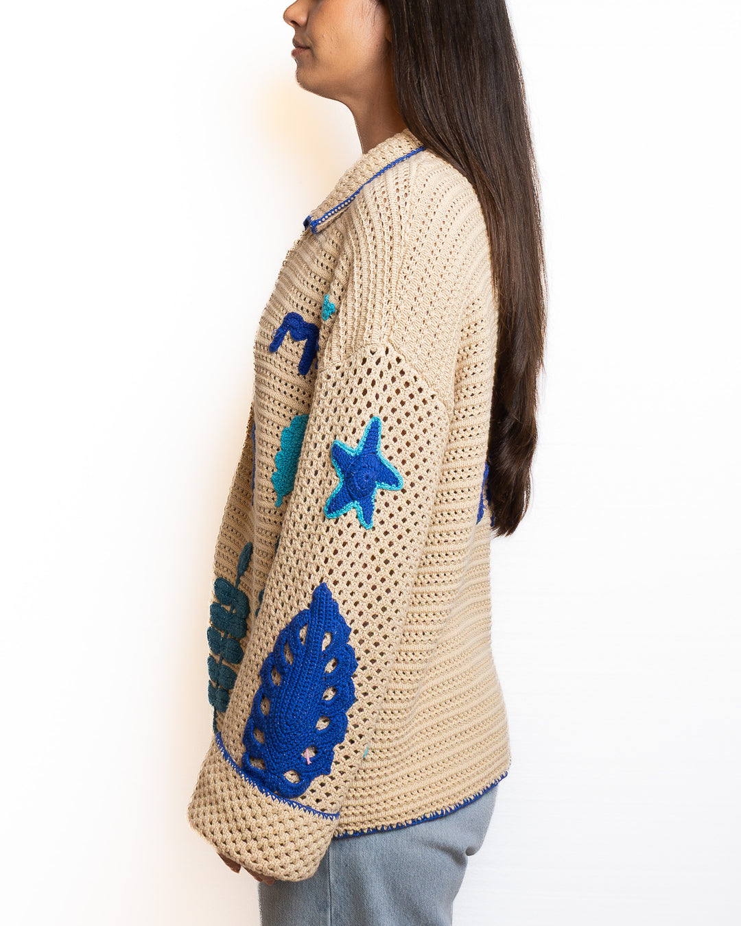 Cotton Jacket in Crema &amp; Blue by Me 369 - view 4