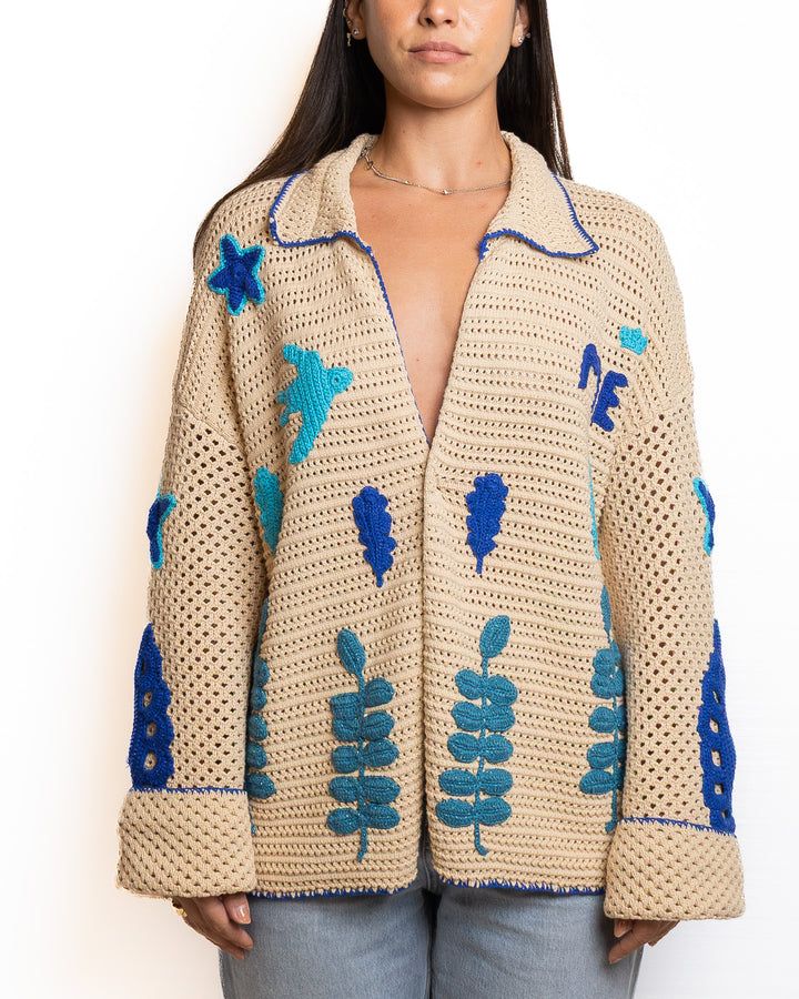 Cotton Jacket in Crema &amp; Blue by Me 369 - view 5