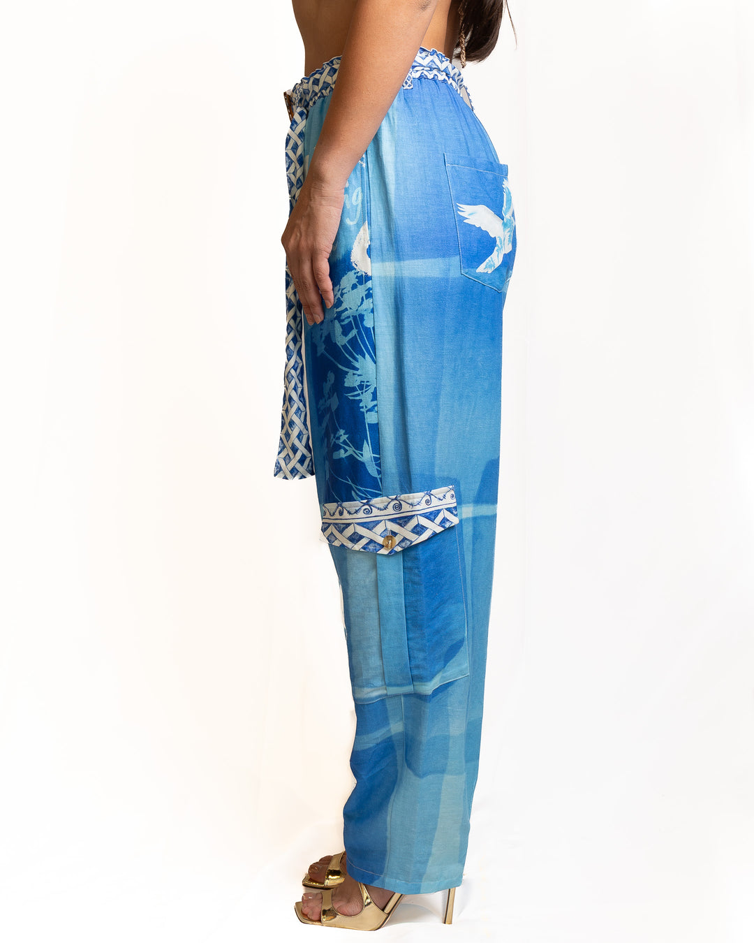 Linen-Blend Pants in Blue by Me 369 - view 3