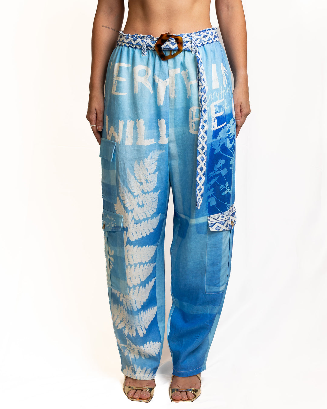 Linen-Blend Pants in Blue by Me 369 - view 4