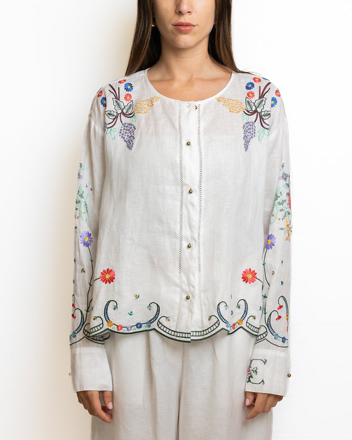 Linen Shirt in White by Me 369 - view 4