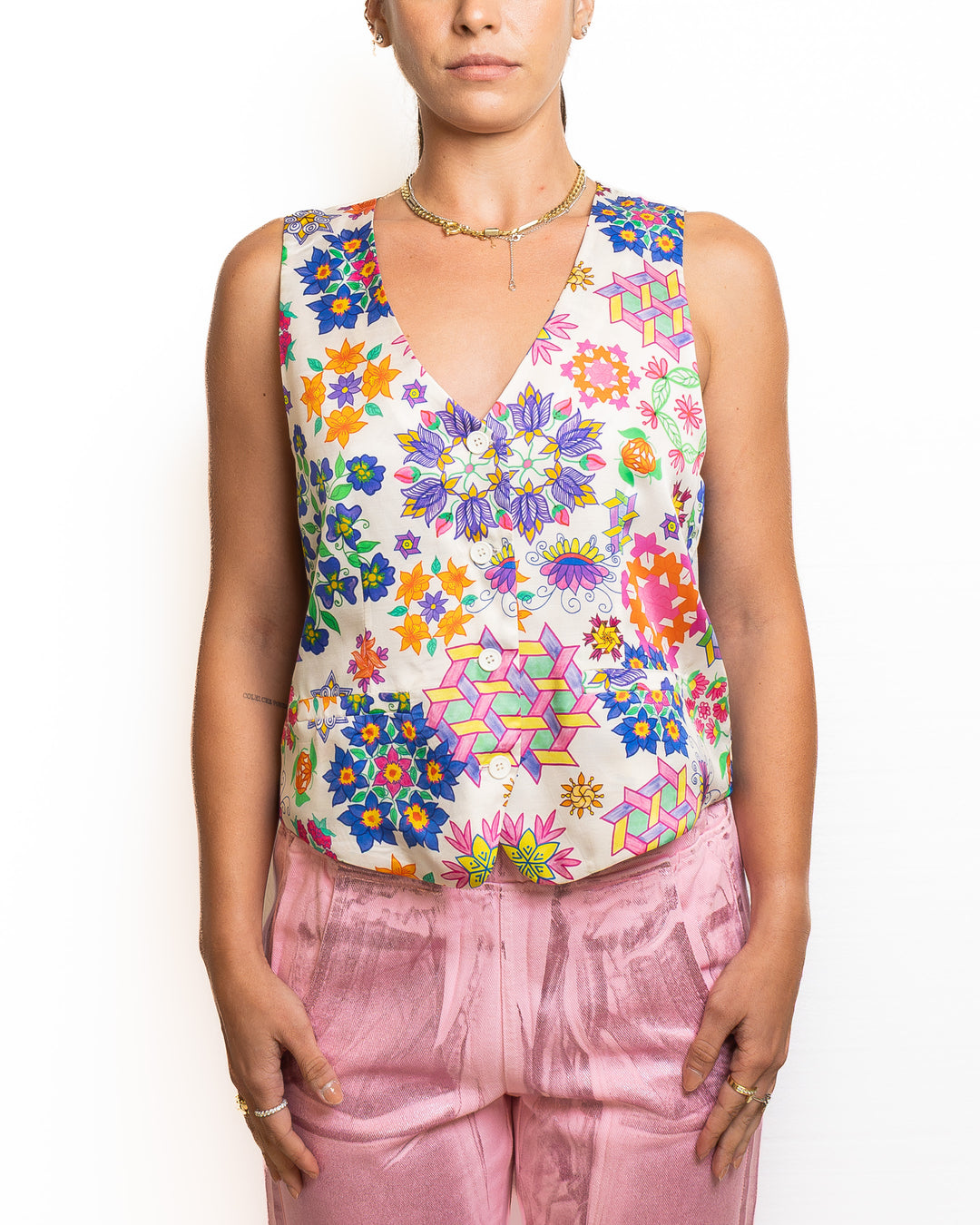 Viscose Vest in Multicolor by Me 369 - view 4
