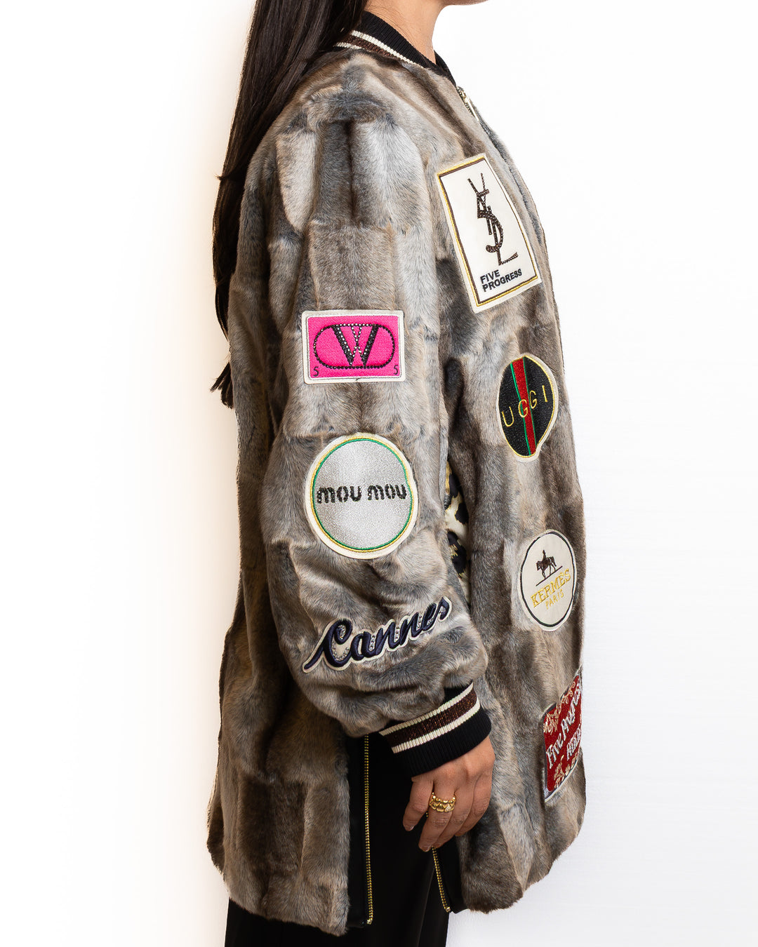 Modacrilica-Blend Jacket in Multicolor With Patches by 5 Progress - view 2