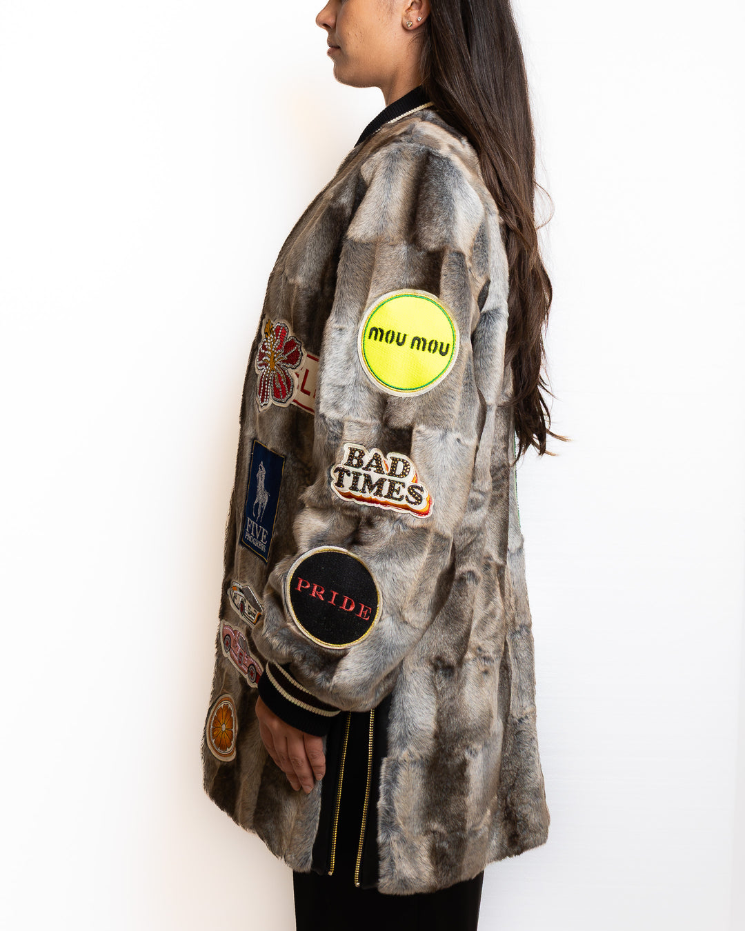 Modacrilica-Blend Jacket in Multicolor With Patches by 5 Progress - view 4