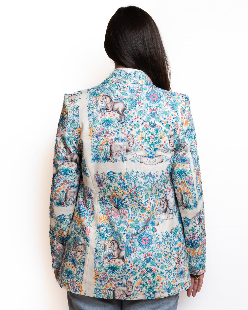 Linen-Blend Jacket in Print Light Blue & White by 5 Progress - view 2