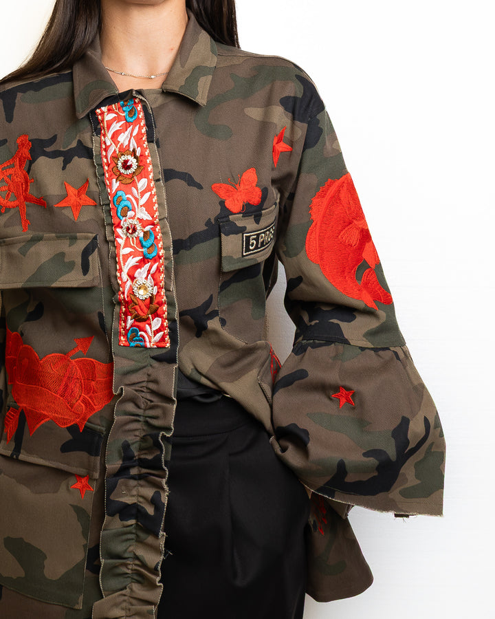 Cotton Jacket in Militare &amp; Rosso by 5 Progress - view 2