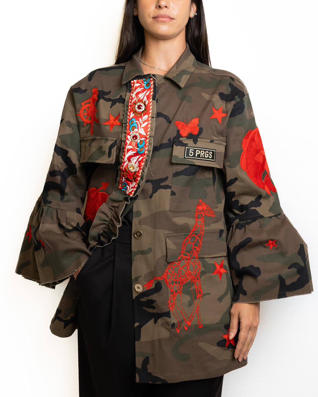 Cotton Jacket in Militare &amp; Rosso by 5 Progress - view 4