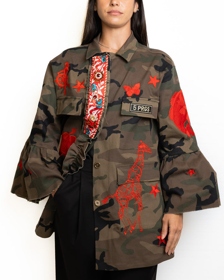 Cotton Jacket in Militare &amp; Rosso by 5 Progress - view 4