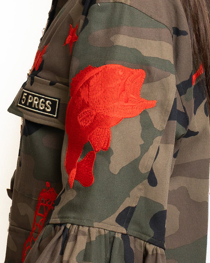 Cotton Jacket in Militare &amp; Rosso by 5 Progress - view 6