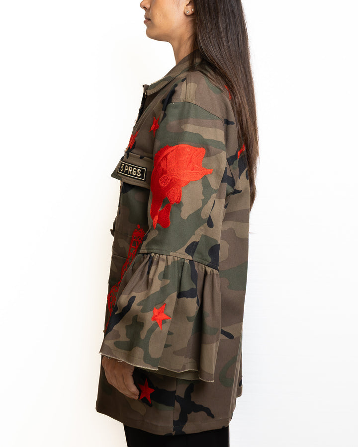 Cotton Jacket in Militare &amp; Rosso by 5 Progress - view 7