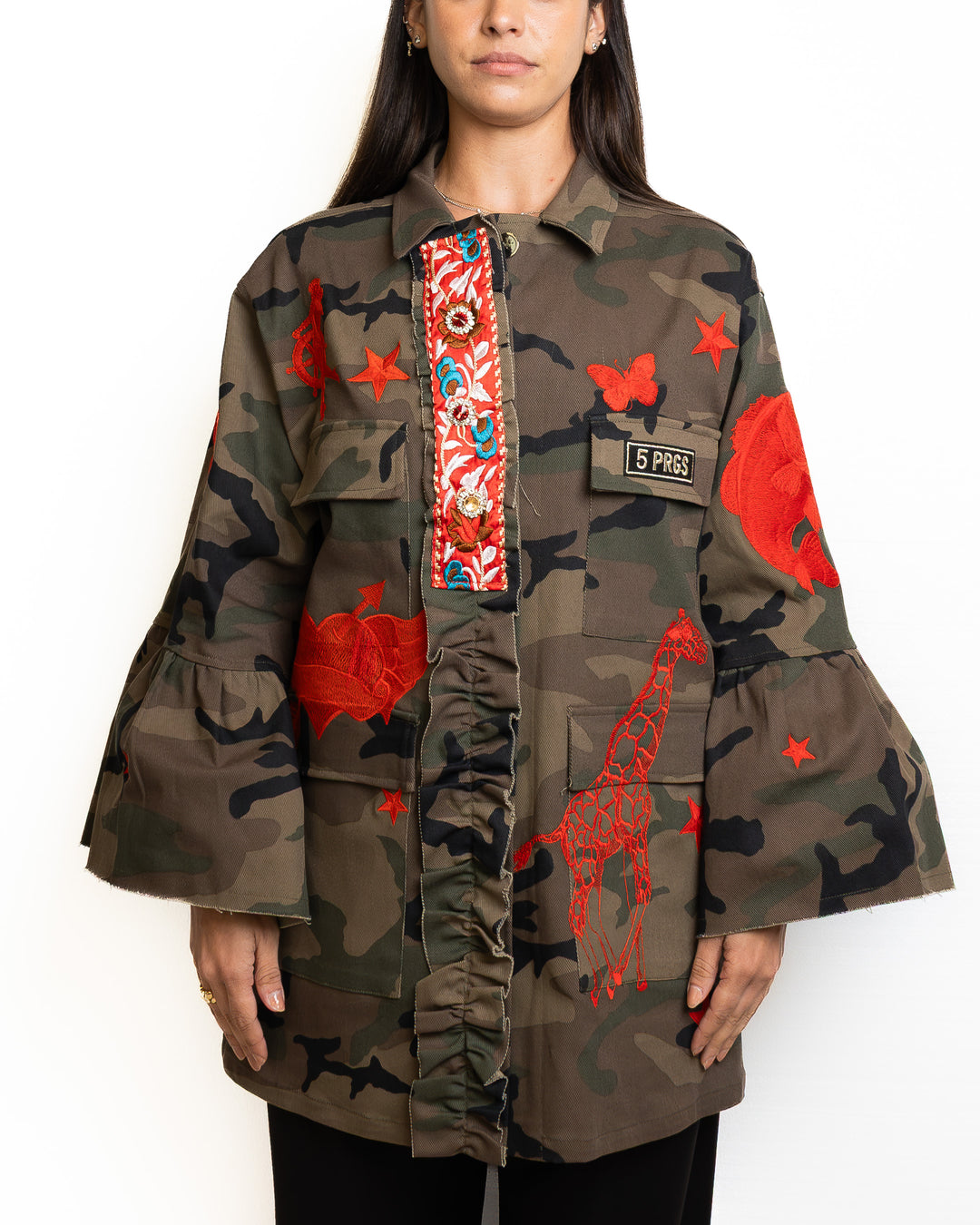 Cotton Jacket in Militare &amp; Rosso by 5 Progress - view 8