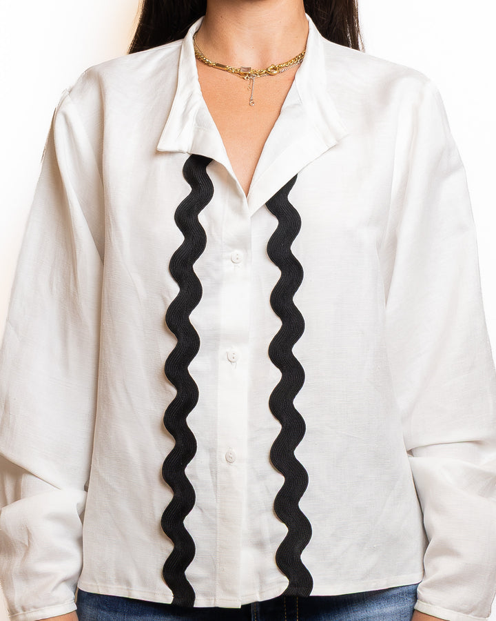 Linen-Blend Shirt in White - MODA39