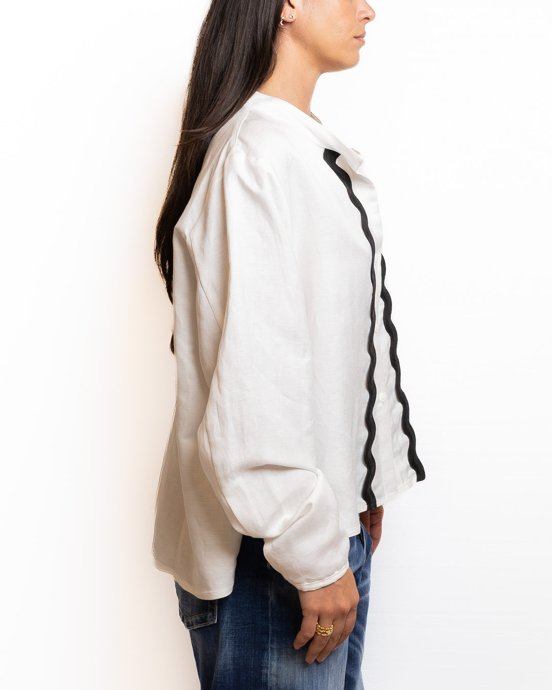 Linen-Blend Shirt in White - view 2