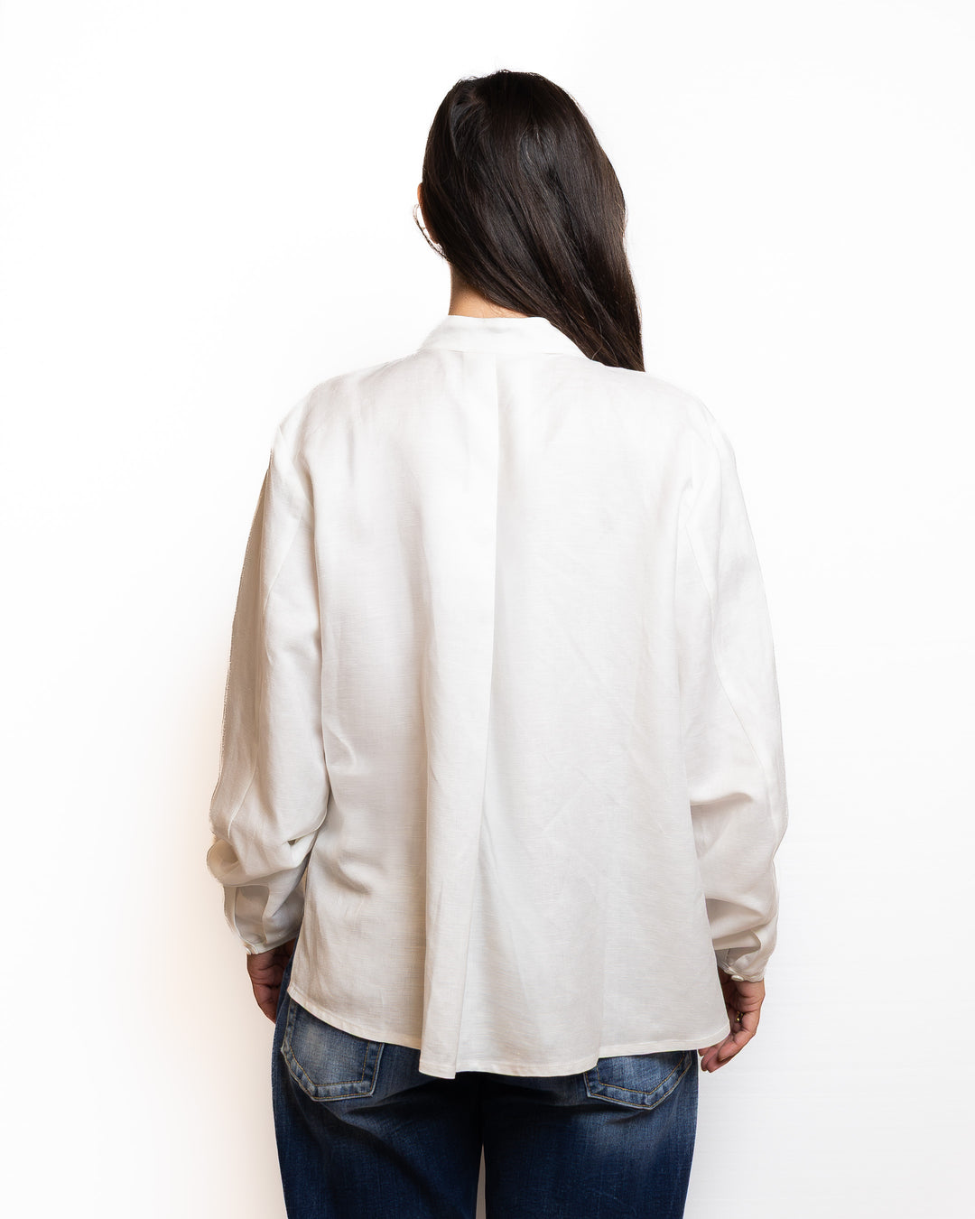 Linen-Blend Shirt in White - view 3