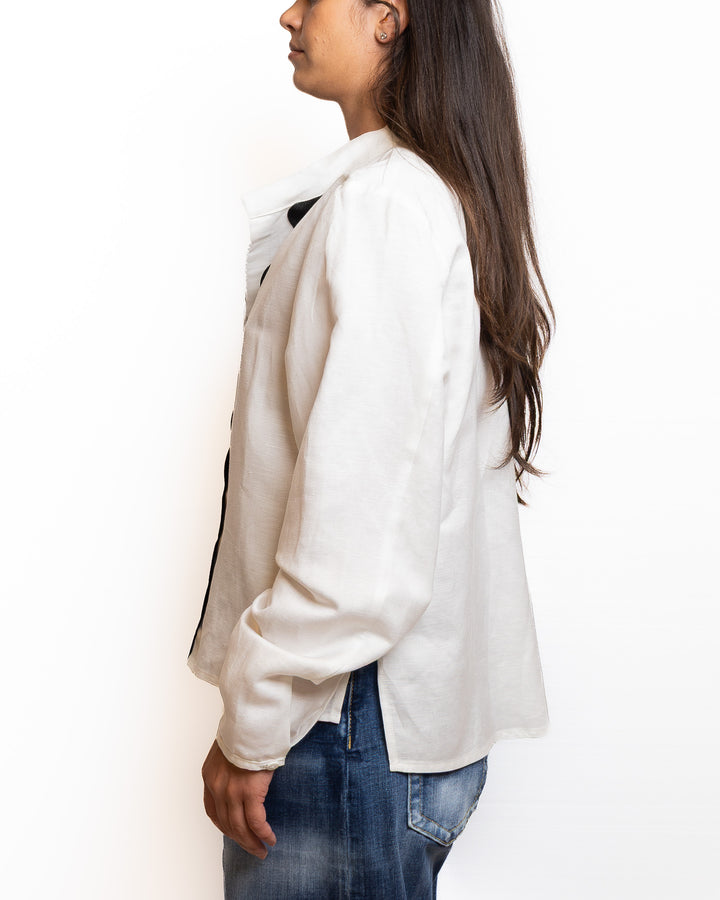 Linen-Blend Shirt in White - view 4