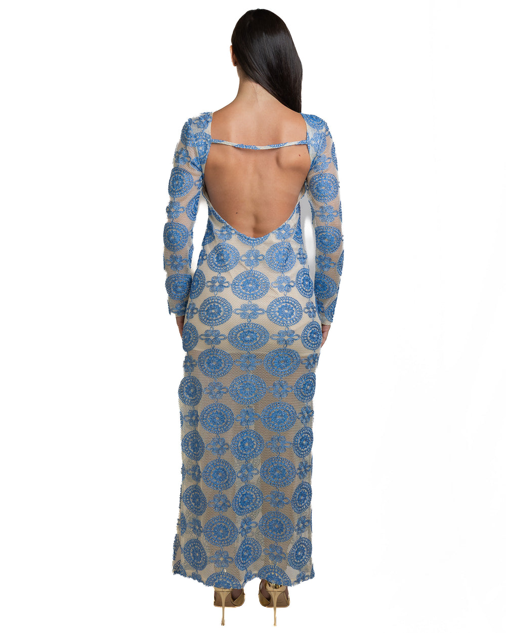 Polyamide-Blend Dress in Bianco & Blue by Seven Sins - view 2