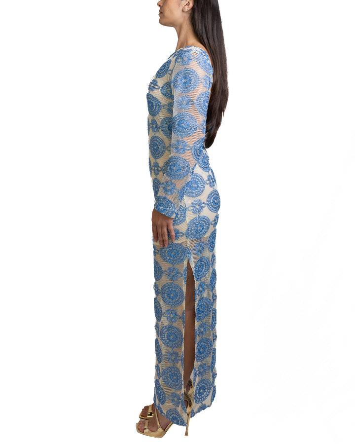 Polyamide-Blend Dress in Bianco &amp; Blue by Seven Sins - view 3