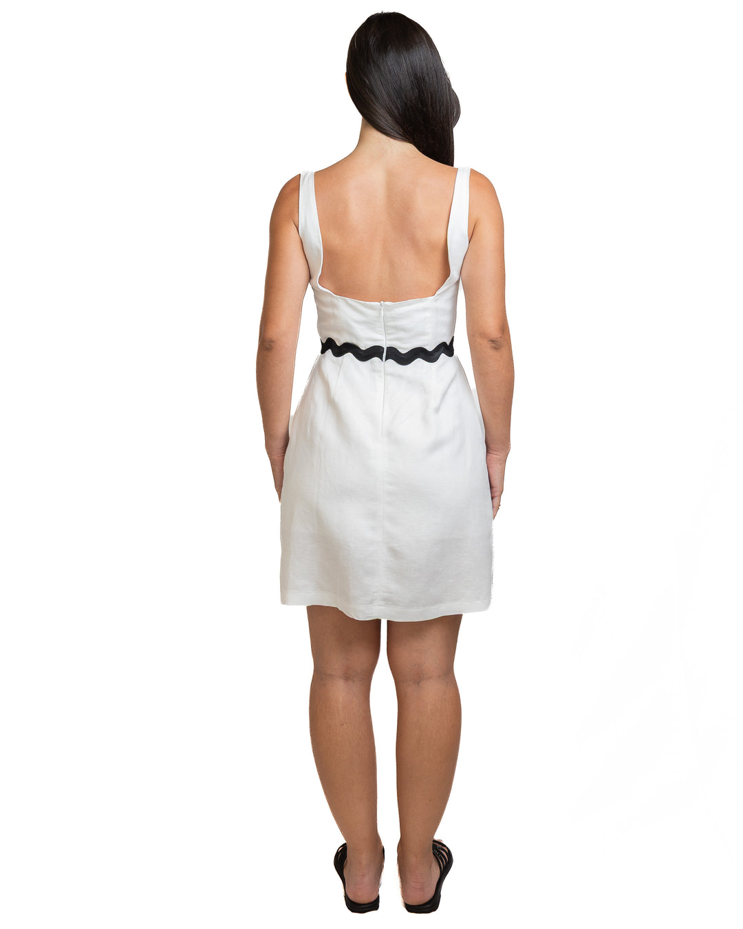 Linen-Blend Dress in Bianco &amp; Nero by Seven Sins - view 3