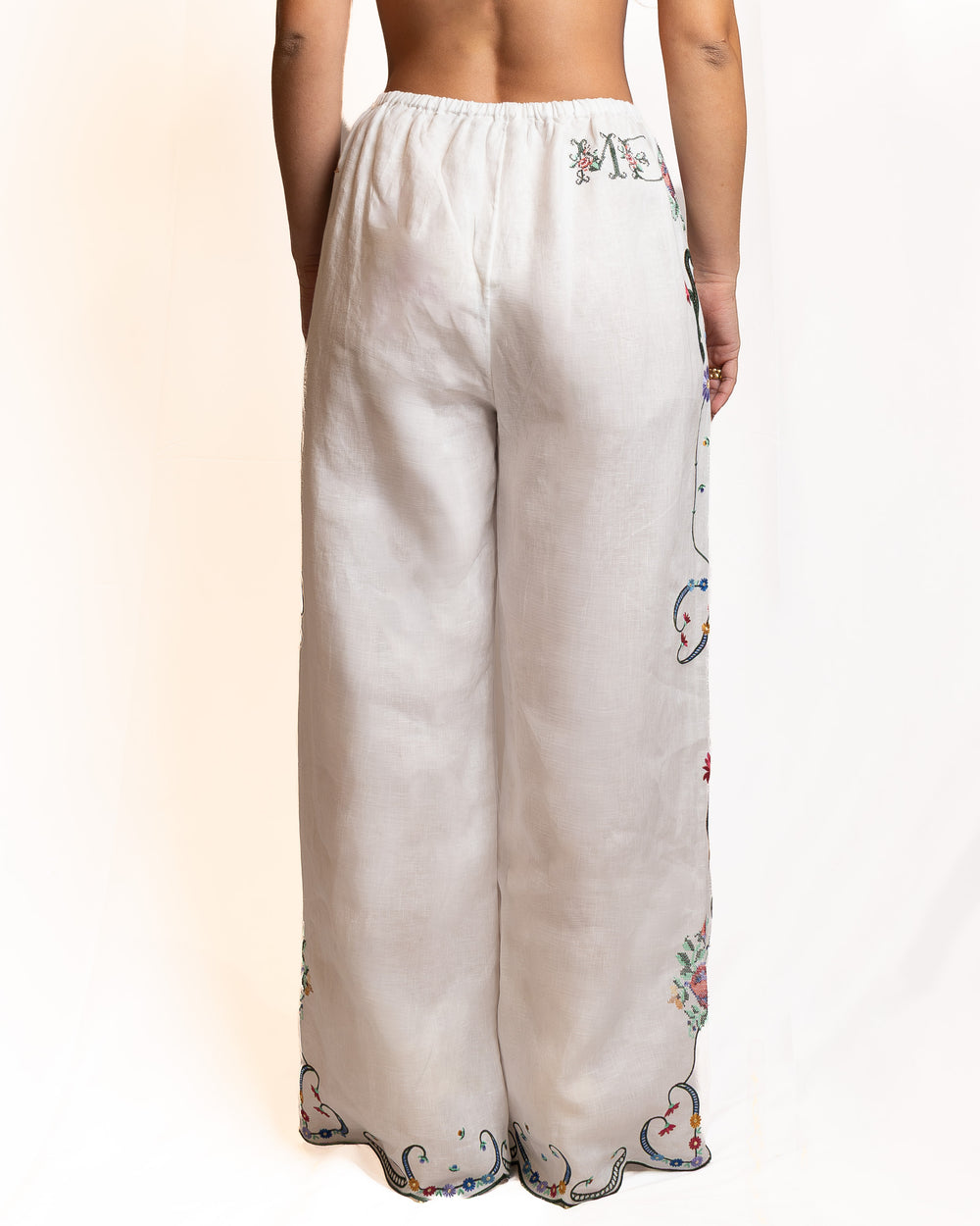 Linen Wide-Leg Pants in White by Me 369 - view 2