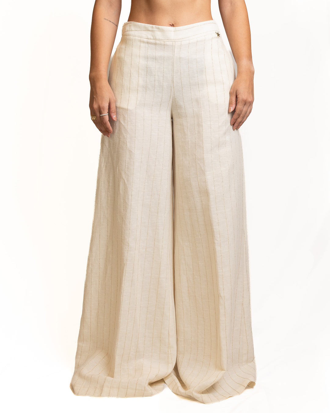Linen-Blend Pants in Beige by Souvenir Clubbing - view 4