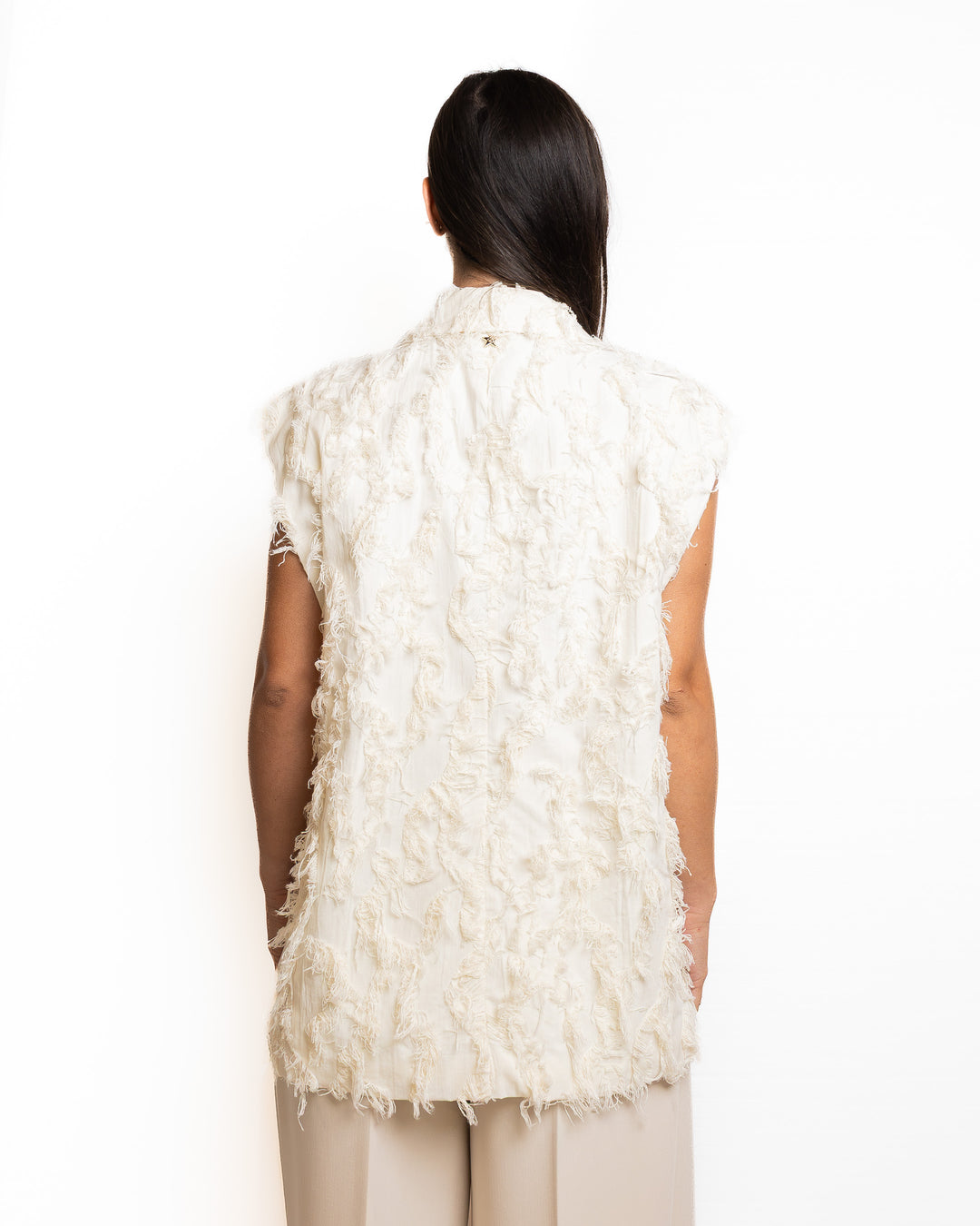 Cotton Vest in White by Souvenir Clubbing - view 3
