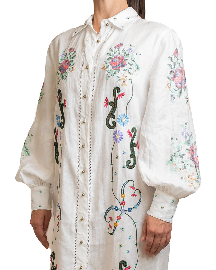 Linen Dress in White by Me 369 - view 3
