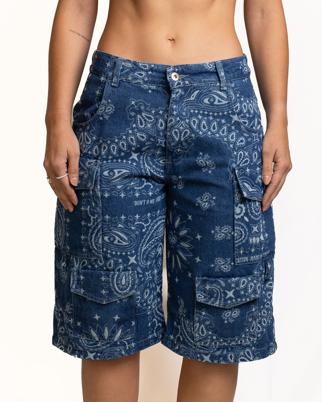 Cotton Bermuda Shorts in Blue Bandana by Don&