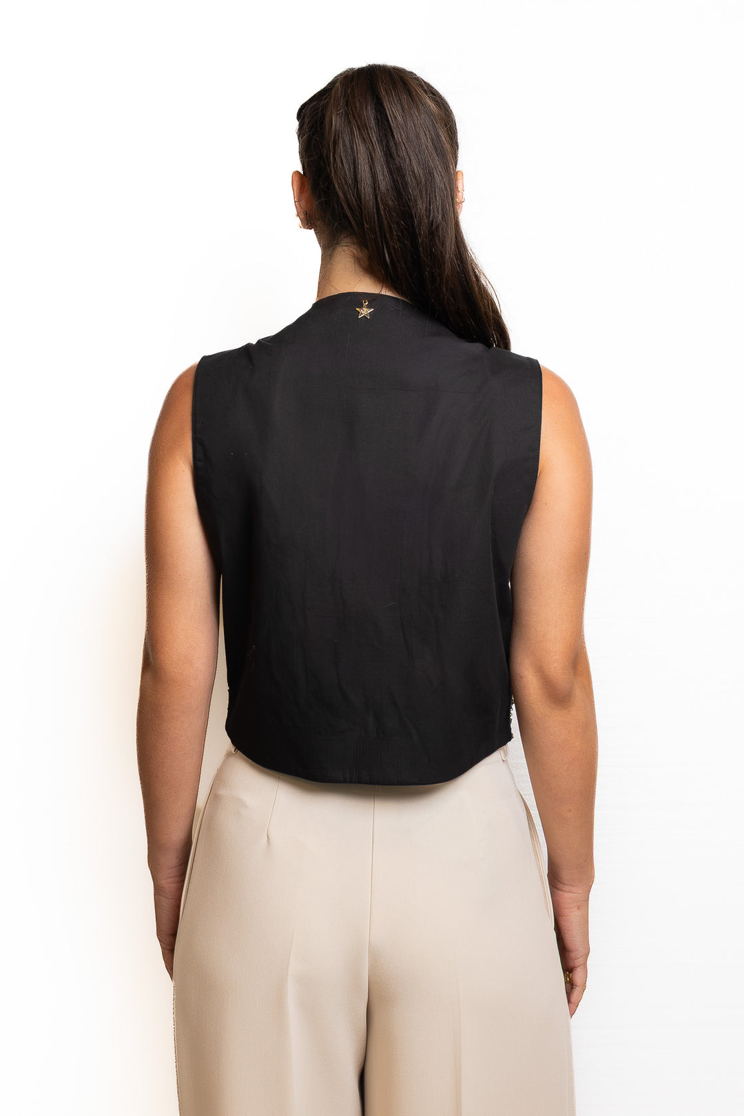 Cotton Vest in Gold by Souvenir Clubbing - view 3