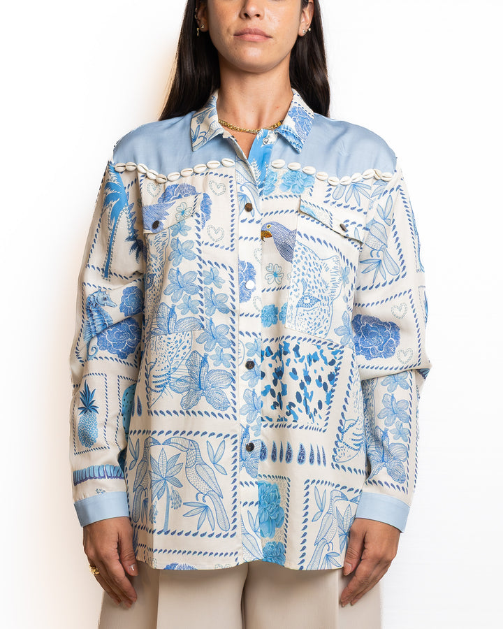 Tencel-Blend Shirt in Light Blue &amp; White by Wild - view 4