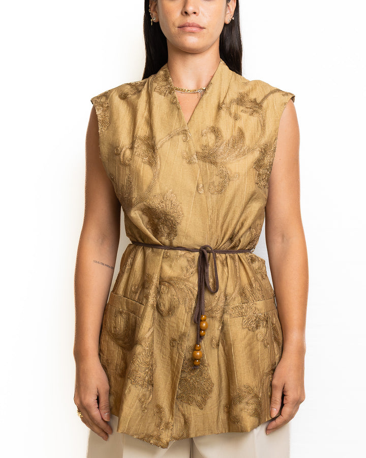 Viscose-Blend Vest in Brown by Souvenir Clubbing - view 4