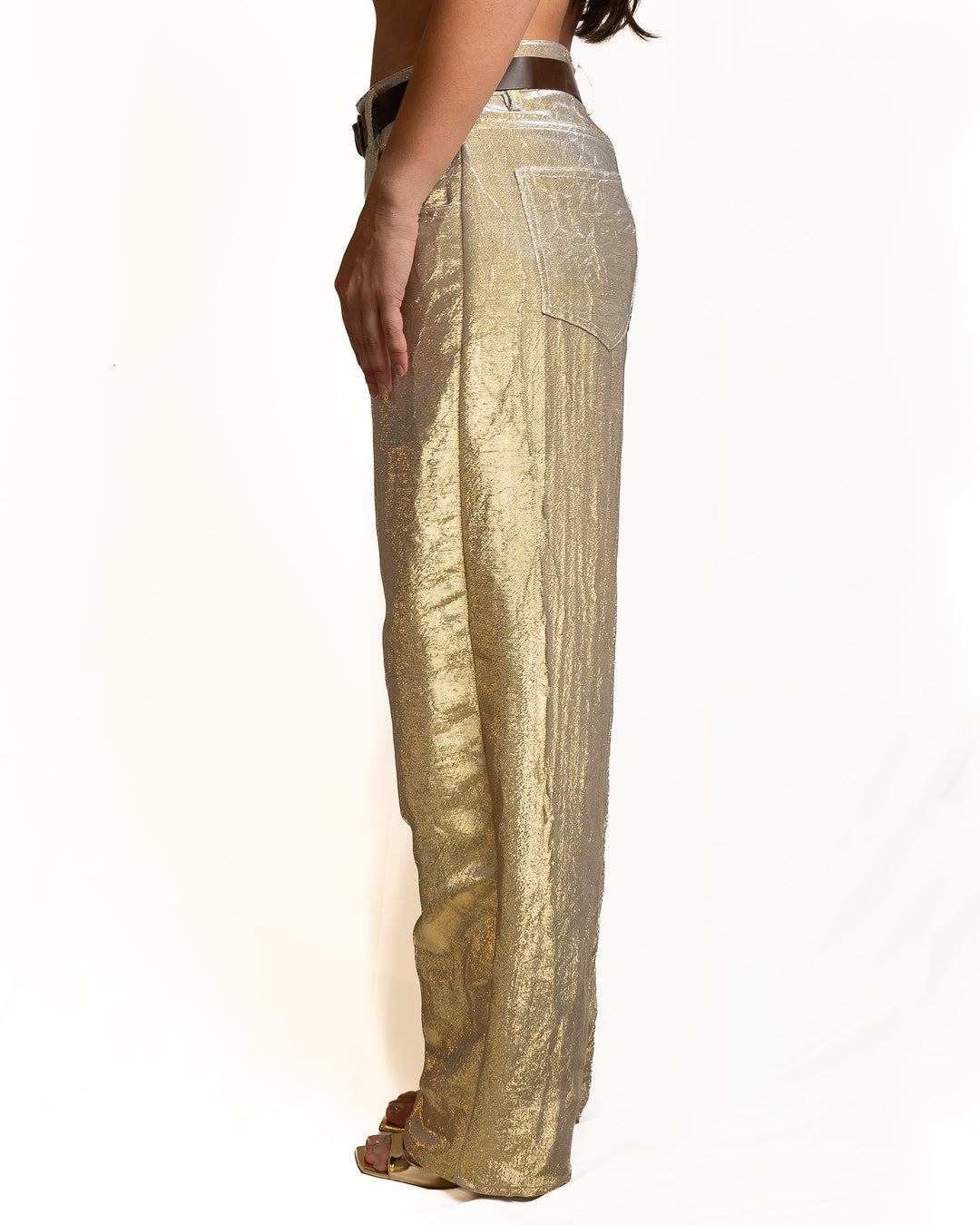 Polyamide-Blend Pants in Gold by Souvenir Clubbing - view 3