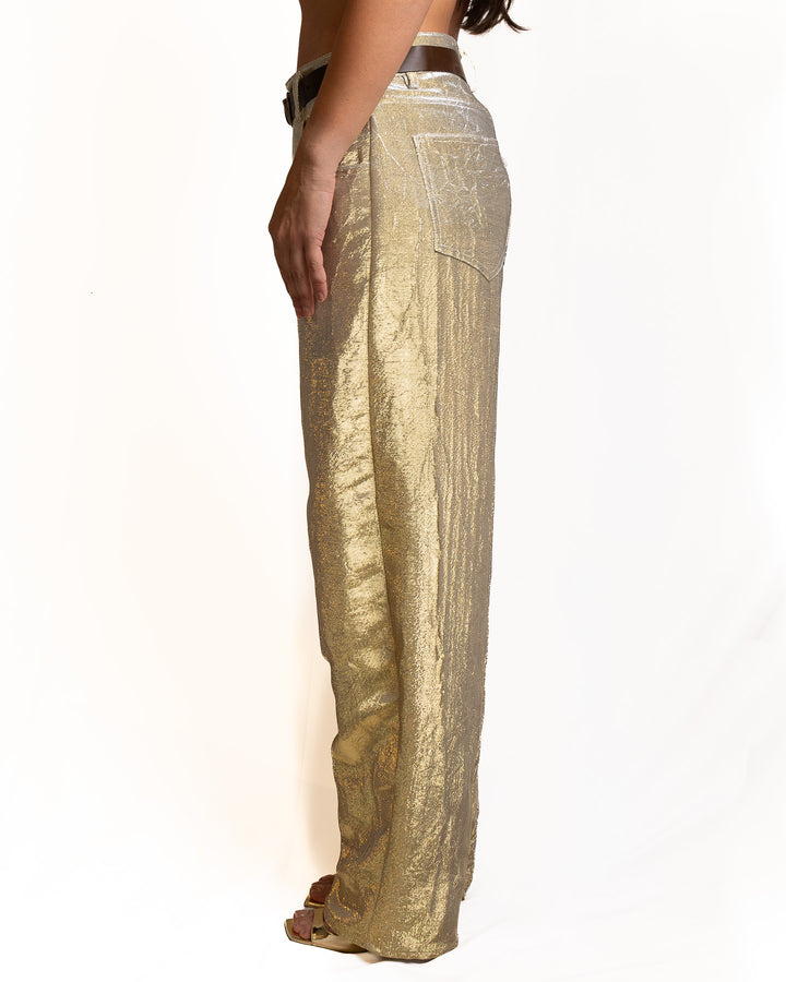 Polyamide-Blend Pants in Gold by Souvenir Clubbing - view 3