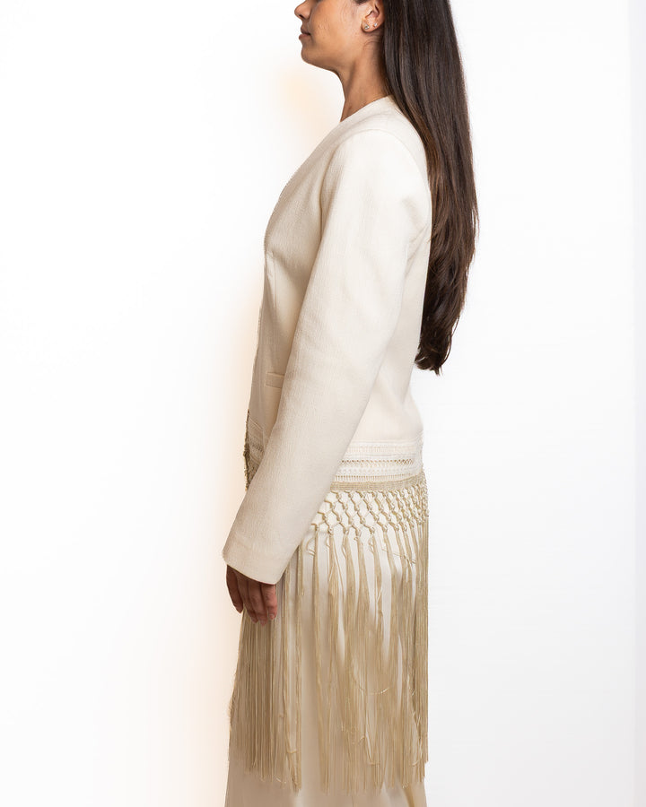 Viscose-Blend Jacket in Cream by Souvenir Clubbing - view 4