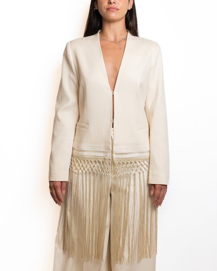 Viscose-Blend Jacket in Cream by Souvenir Clubbing - view 5