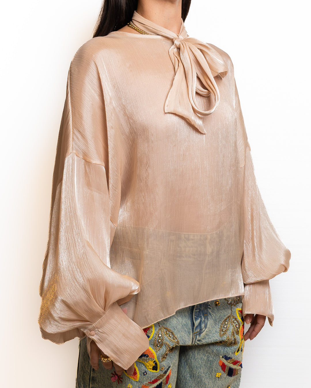 Polyester Shirt in Rose Gold by Souvenir Clubbing - view 5