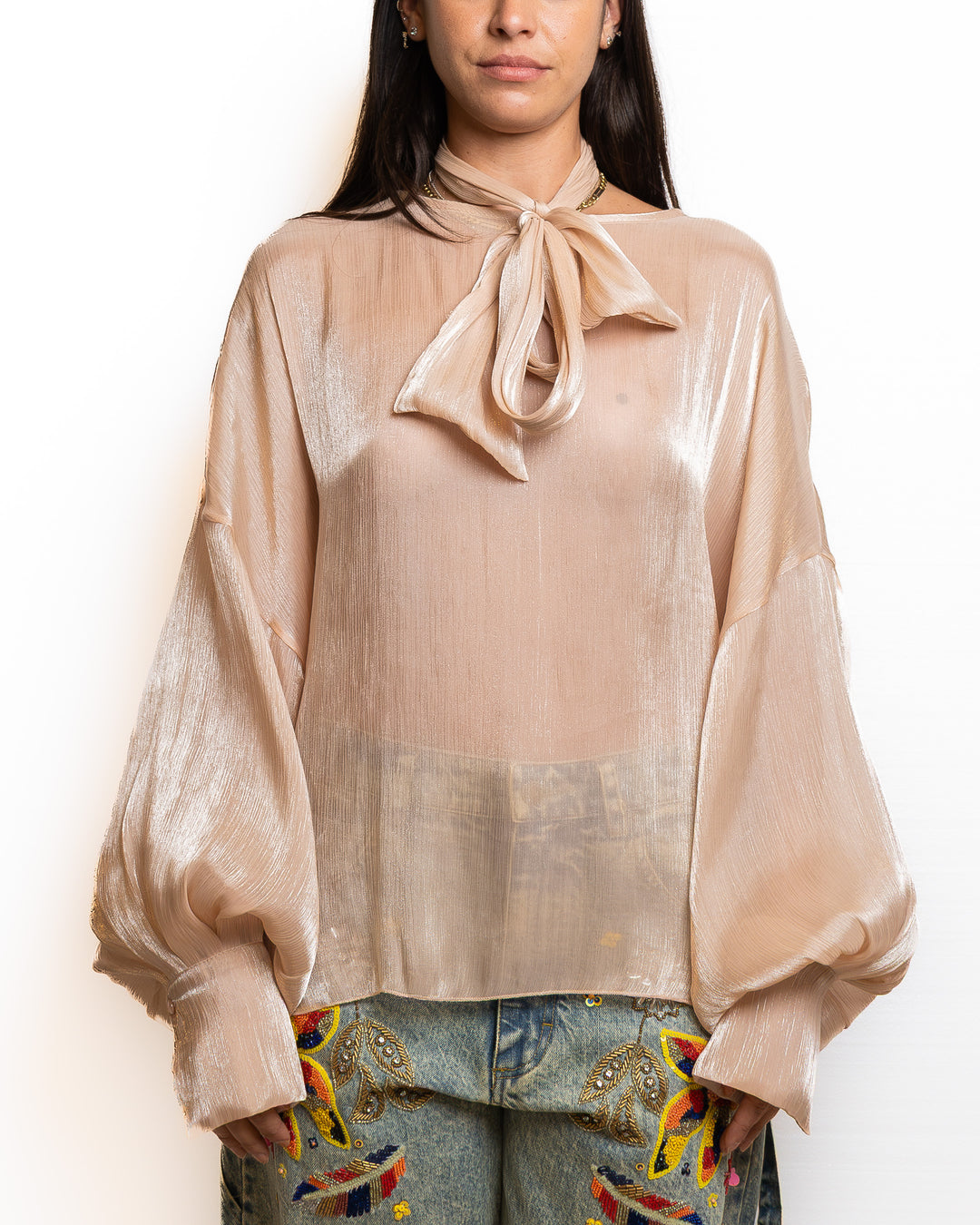 Polyester Shirt in Rose Gold by Souvenir Clubbing - view 8