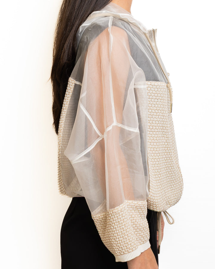 Silk-Blend Jacket in Sand by Tricot Chic - MODA39