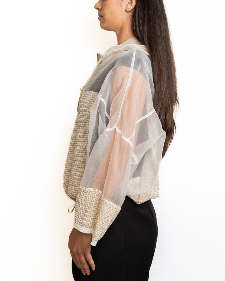 Silk-Blend Jacket in Sand by Tricot Chic - view 3