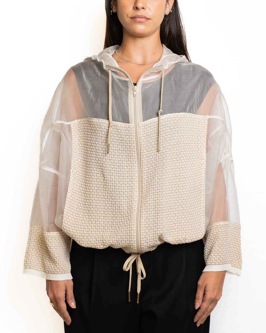 Silk-Blend Jacket in Sand by Tricot Chic - view 4