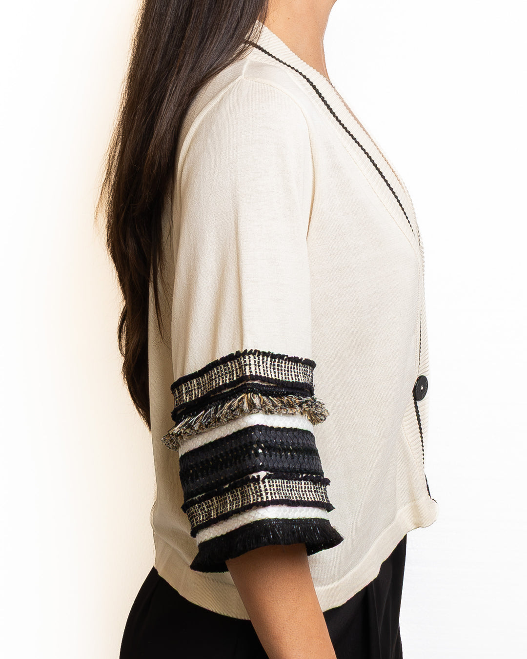 Cotton Blazer in Sabbia &amp; Nero by Tricot Chic - view 3