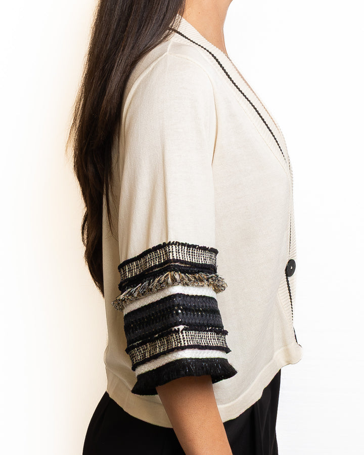 Cotton Blazer in Sabbia &amp; Nero by Tricot Chic - view 3