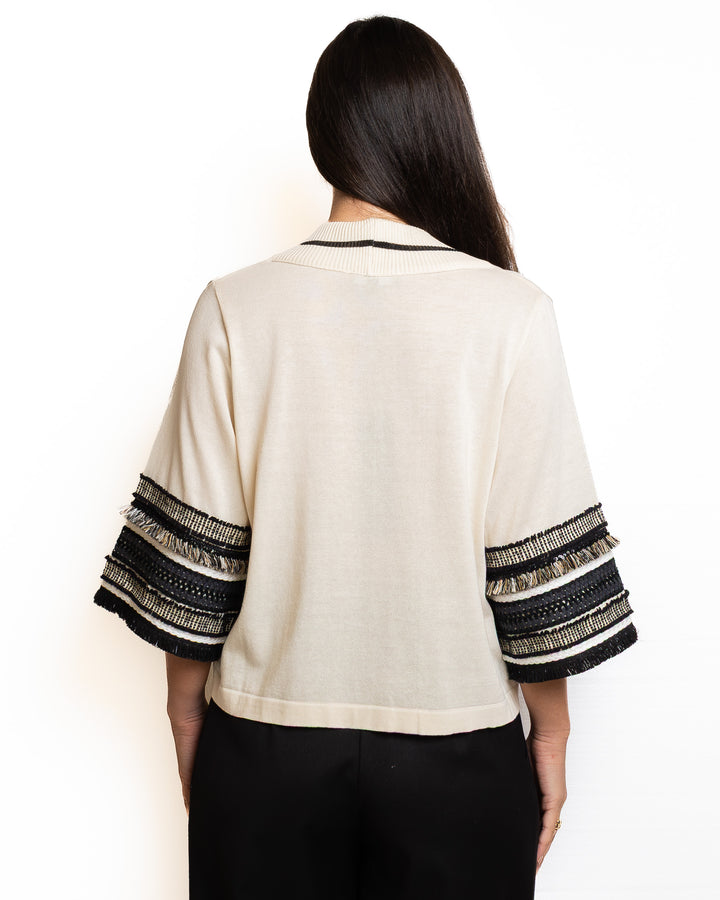 Cotton Blazer in Sabbia &amp; Nero by Tricot Chic - view 4