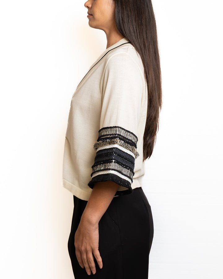 Cotton Blazer in Sabbia &amp; Nero by Tricot Chic - view 5