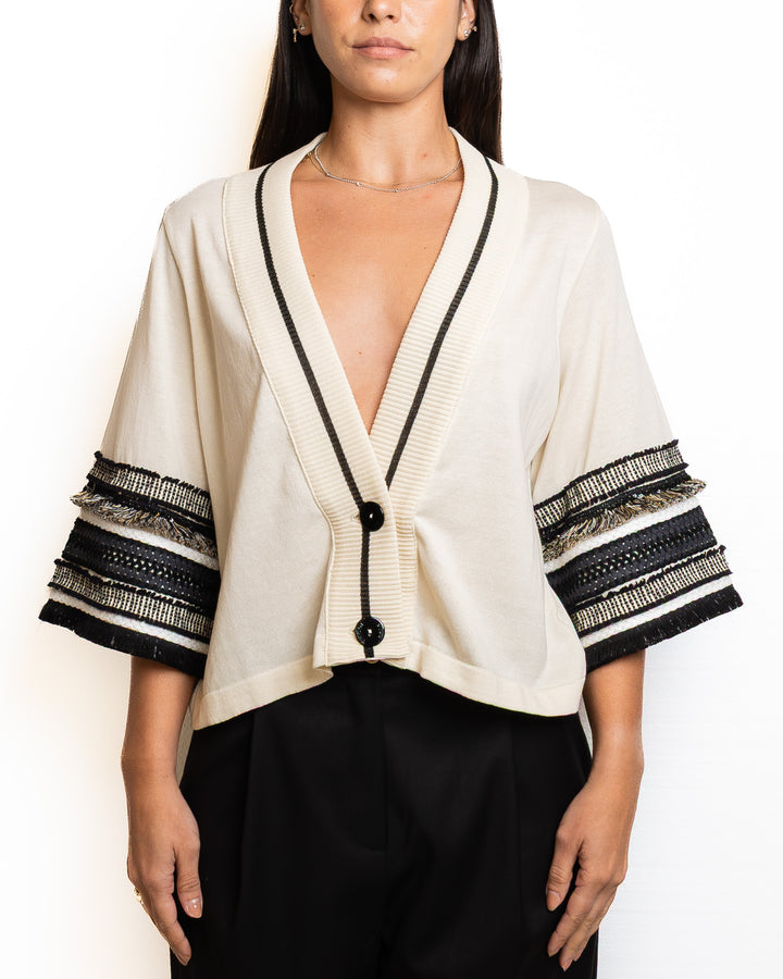 Cotton Blazer in Sabbia &amp; Nero by Tricot Chic - view 6