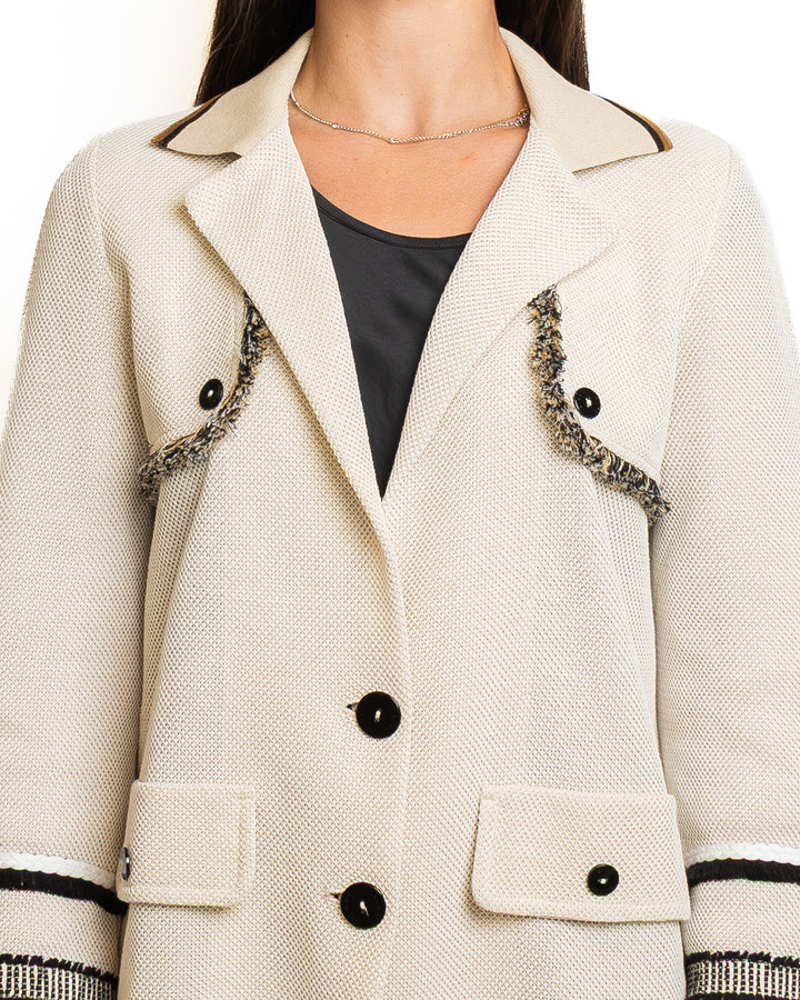 Cotton Blazer in Sabbia &amp; Nero by Tricot Chic - MODA39
