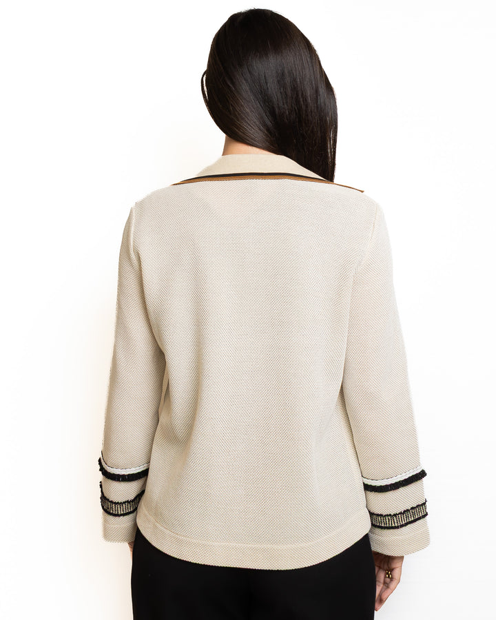 Cotton Blazer in Sabbia &amp; Nero by Tricot Chic - view 3