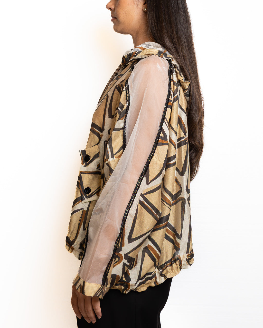 Lyocell-Blend Jacket in Sabbia &amp; Marrone by Tricot Chic - view 4