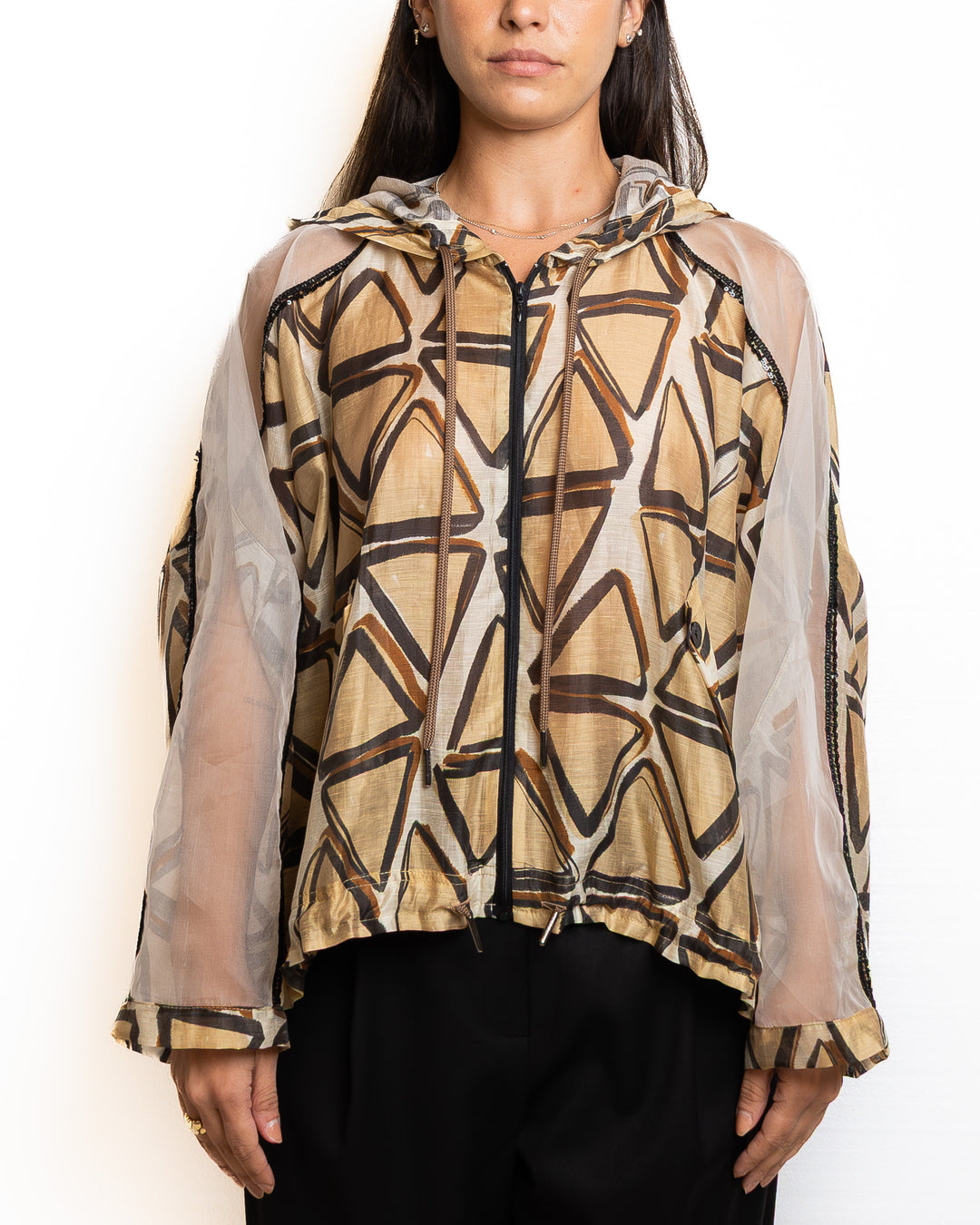 Lyocell-Blend Jacket in Sabbia &amp; Marrone by Tricot Chic - view 5
